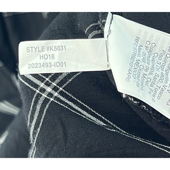 Madewell Windowpane Cropped Wrap Top Womens Size XL Black V-Neck Tie Front Hem - Picture 5 of 9